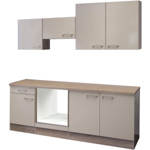 Flex-Well Küchenzeile 210 cm in Kaschmir Glanz/Sonoma Eiche ohne E-Geräte.