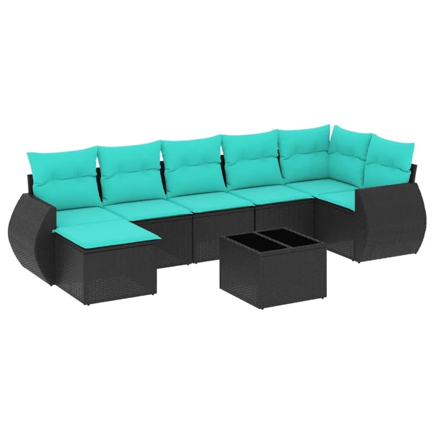 vidaXL 8-Tlg Gartensofa-Set mit Kissen Schwarzes Polyrattan 3221686 günstig online kaufen