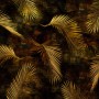 Erismann Fototapete Guido Maria Kretschmer Glossy Palms Gold, goldene Palmblätter auf dunklem Grund.