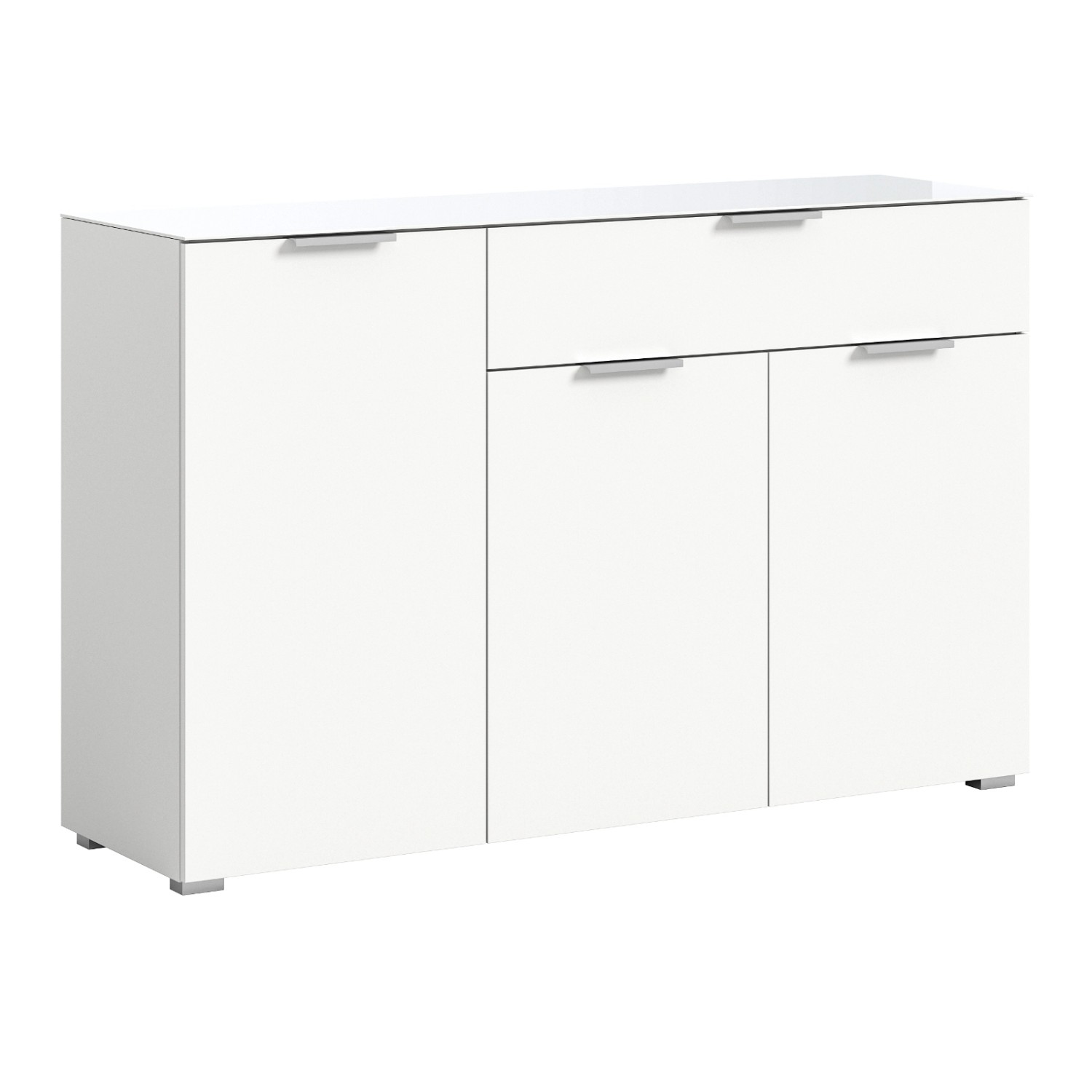 Inn.Furn Kommode Weiß 135 cm mit Glasauflage und Soft-Close Riano günstig online kaufen