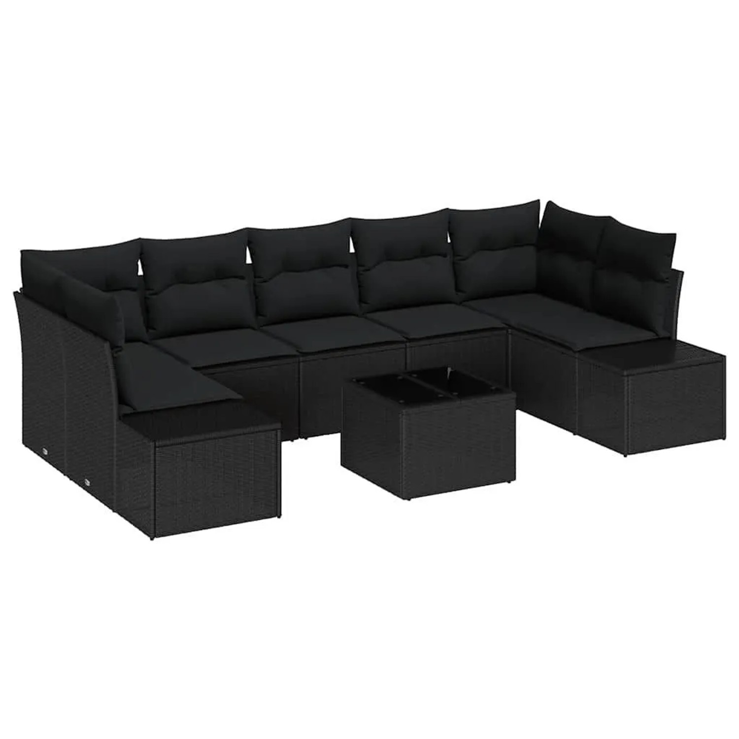 vidaXL Gartensofa-set mit Kissen 8-Tlg Schwarz Poly-Rattan 3355652 günstig online kaufen
