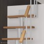 Raumspartreppe Delta Premium: Buche Natur Stufen, weißer Mittelholm, beidseitiges Geländer. Moderne Innentreppe.