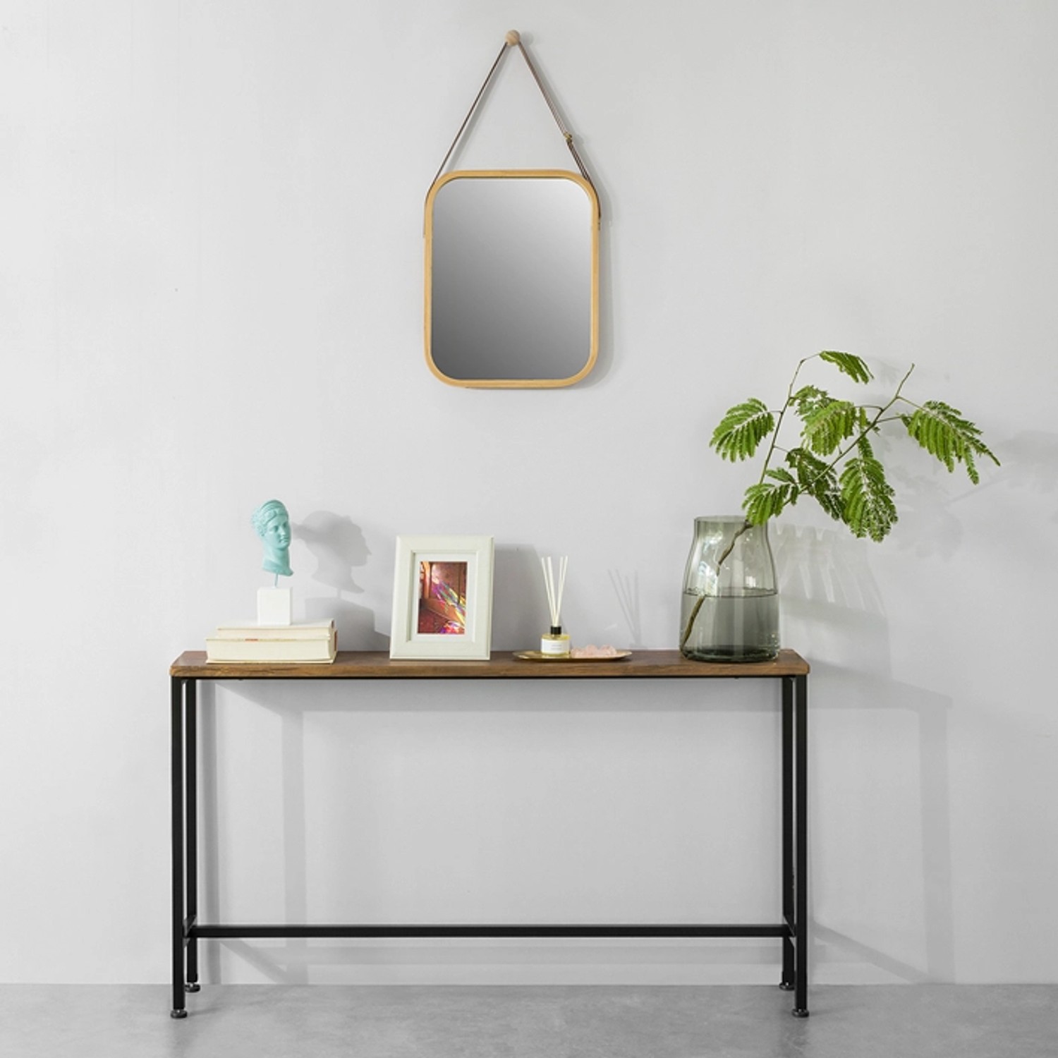 SoBuy Konsolentisch FSB19-N im Vintage-Design mit schwarzem Metallgestell und Holzplatte.