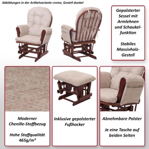 MCW Relaxsessel C76 hellbraun mit Hocker und dunklem Holzgestell.