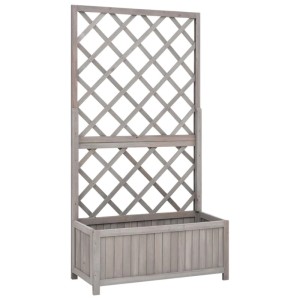 DELUKE Rankkasten Gartenspalier MALO Grau 135x70x30cm Spalier Mit Blumenkasten Mit Rankgitter Rankhilfe Mit Pflanzenkasten