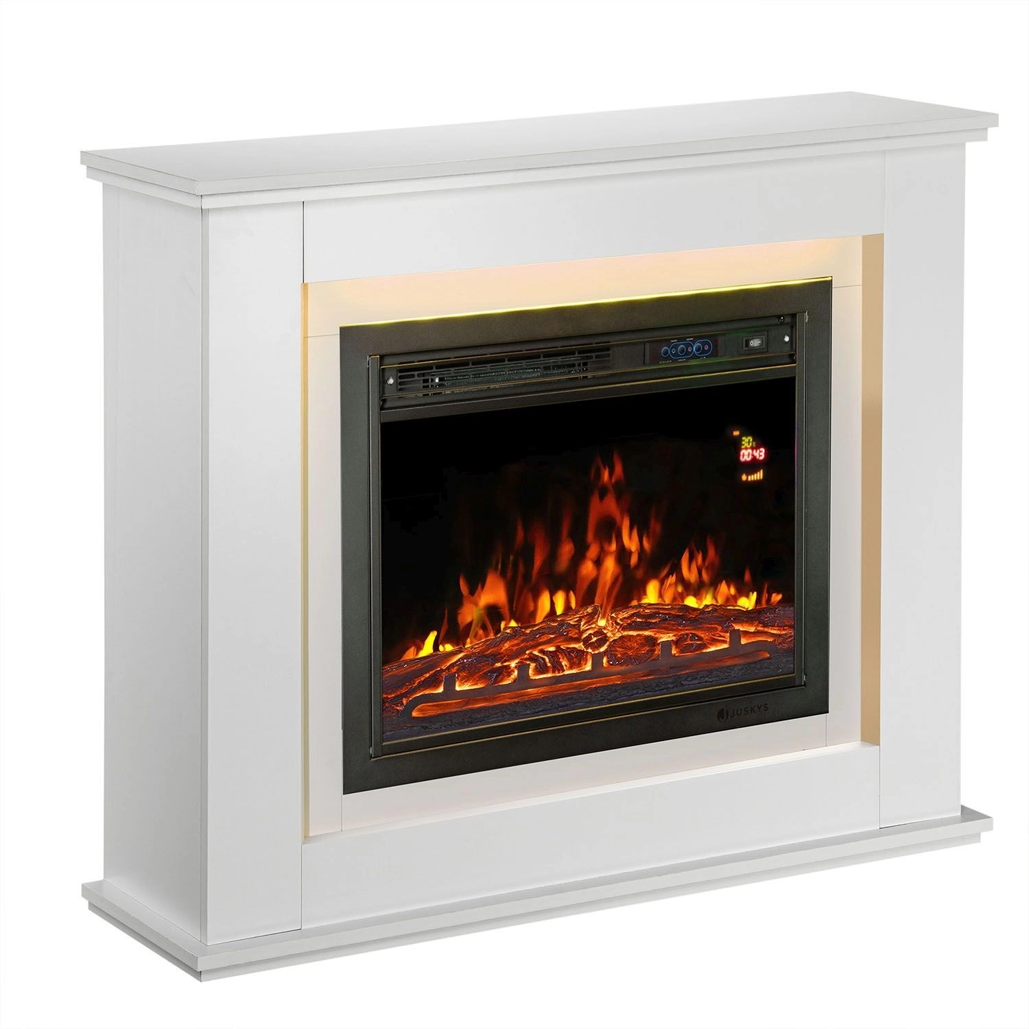 Juskys Elektrokamin Rechteckig mit Heizung & Flammeneffekt 1000/2000 W Weiß günstig online kaufen