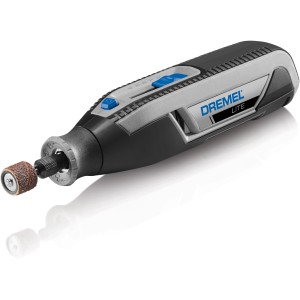 Dremel Lite 7760-15 Miniaturwerkzeug mit Schleifaufsatz, kabellos und USB-aufladbar.