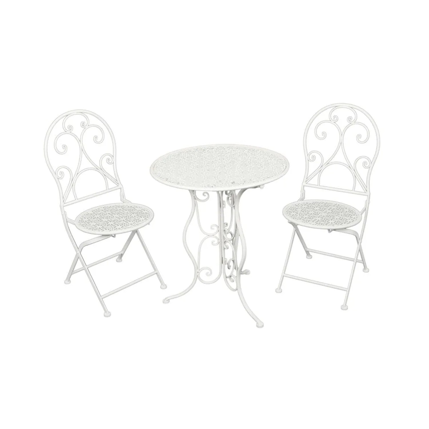 DELUKE Balkonmöbel-Set STEN 3-tlg. Stahl Weiß Balkon-Set Gartenmöbel-Set Sitzgruppe Balkonstuhl Balkontisch