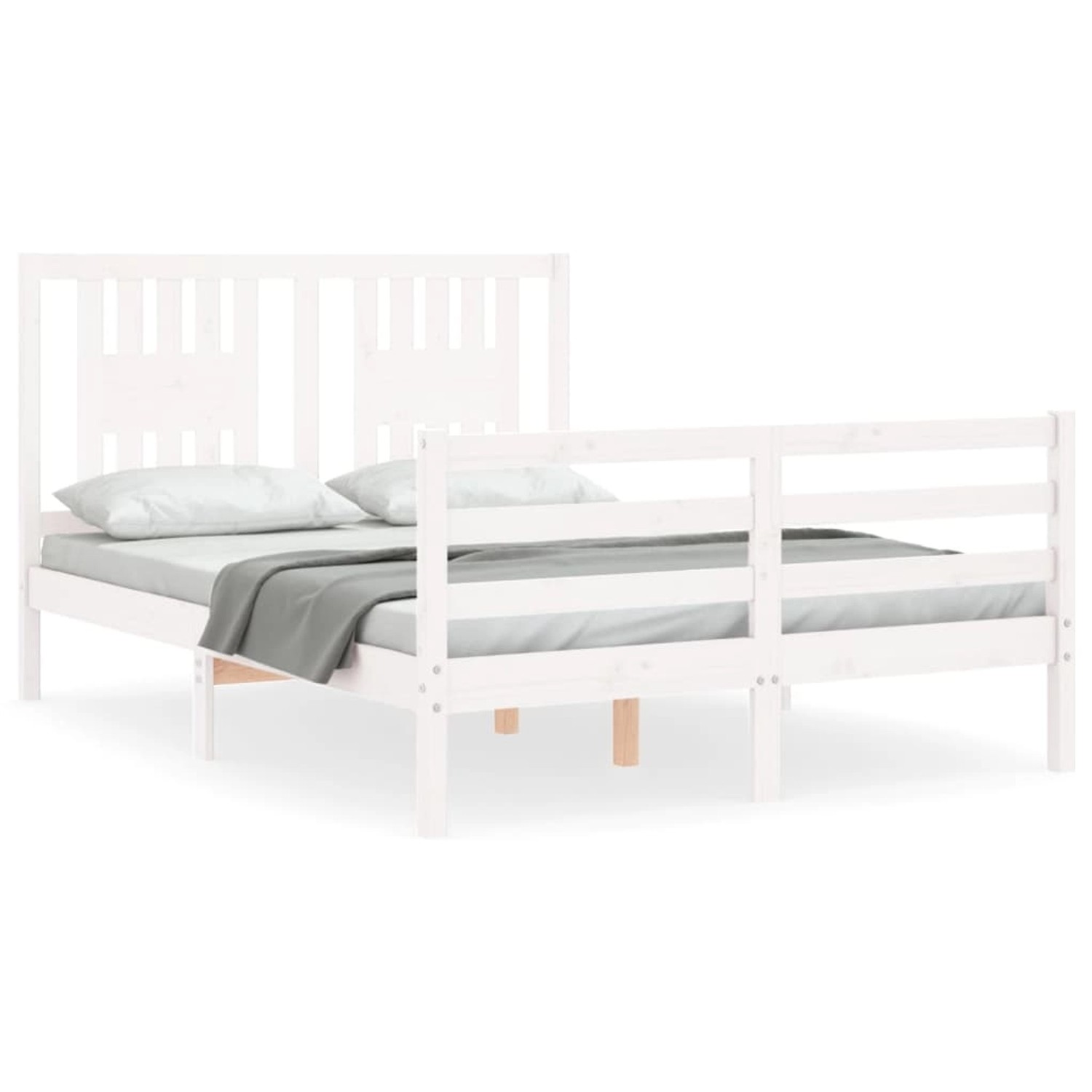 vidaXL Massivholzbett mit Kopfteil Weiß 140x190 cm 3194552 günstig online kaufen