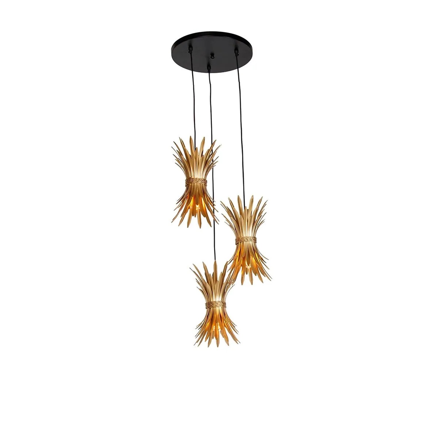 QAZQA Art Deco Hängelampe Gold 3 Flammig Wesley