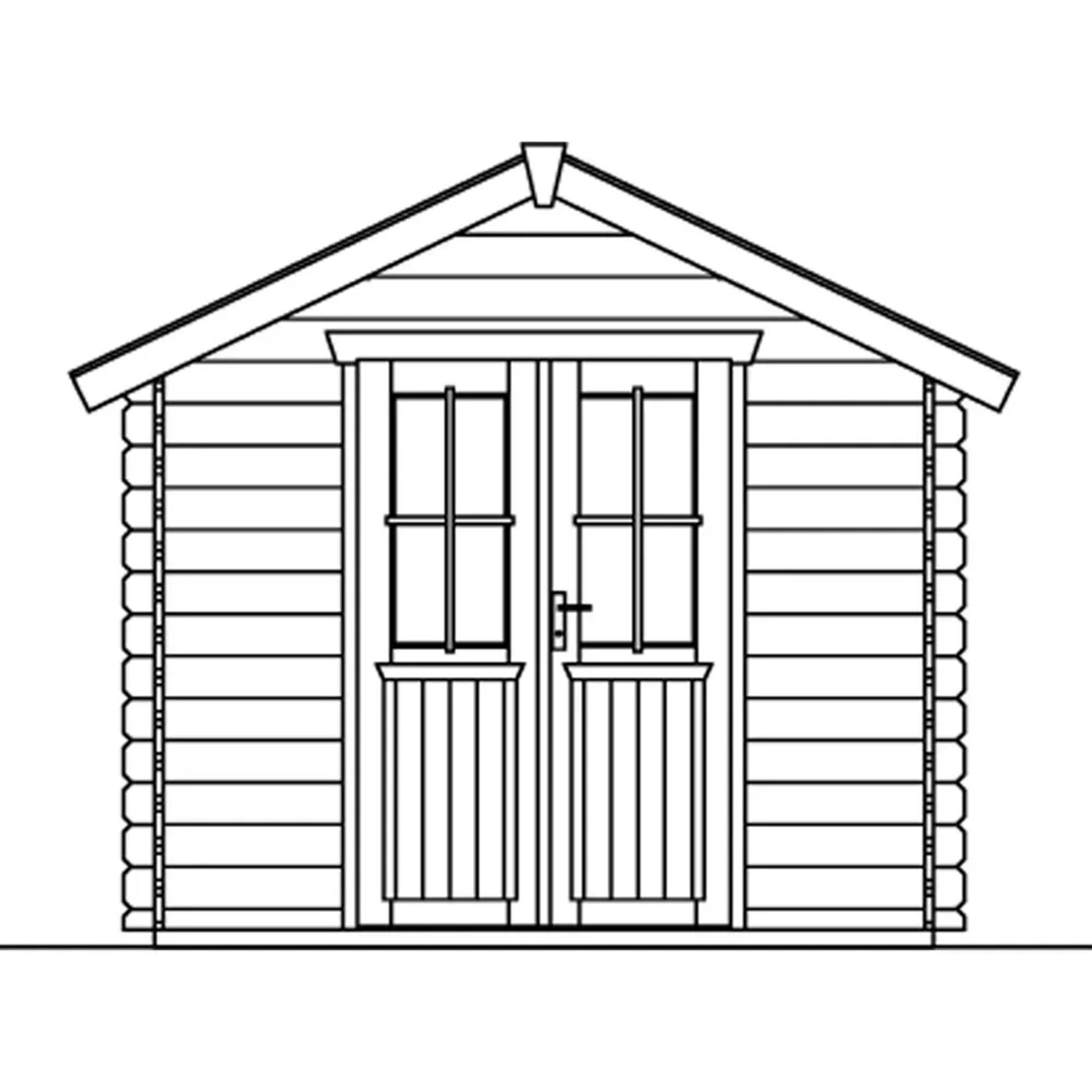 Illustration: Skan Holz Gartenhaus Palma 3, 250x300 cm, unbehandeltes Holz, Doppeltür.