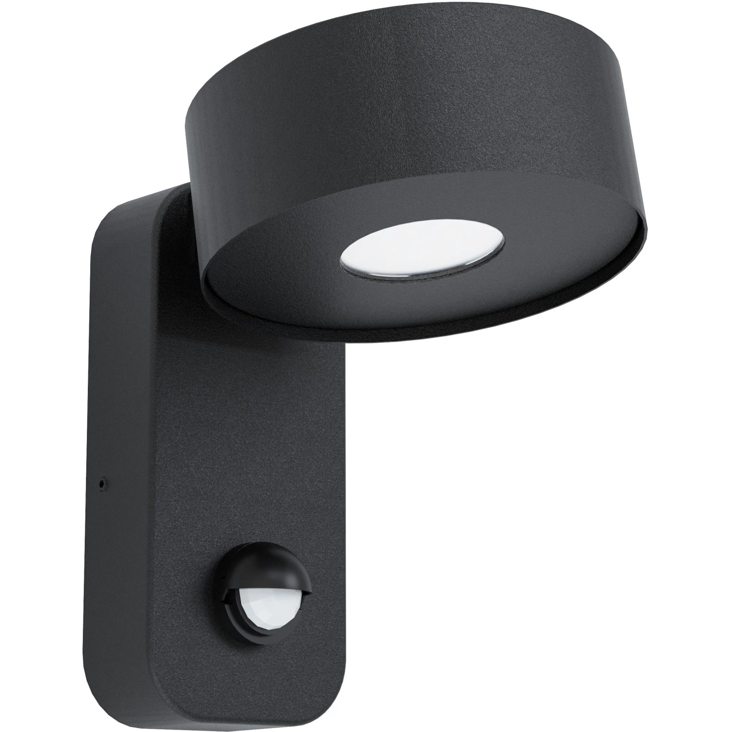 Schwarze Eglo LED-Außenwandleuchte mit Bewegungssensor, 6W, für den Außenbereich.