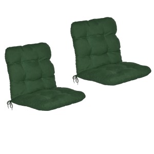 2er Set Beautissu Flair NL Niederlehner Auflagen, 100x50cm, dunkelgrün. Gartenstuhl-Kissen mit Bindebändern.