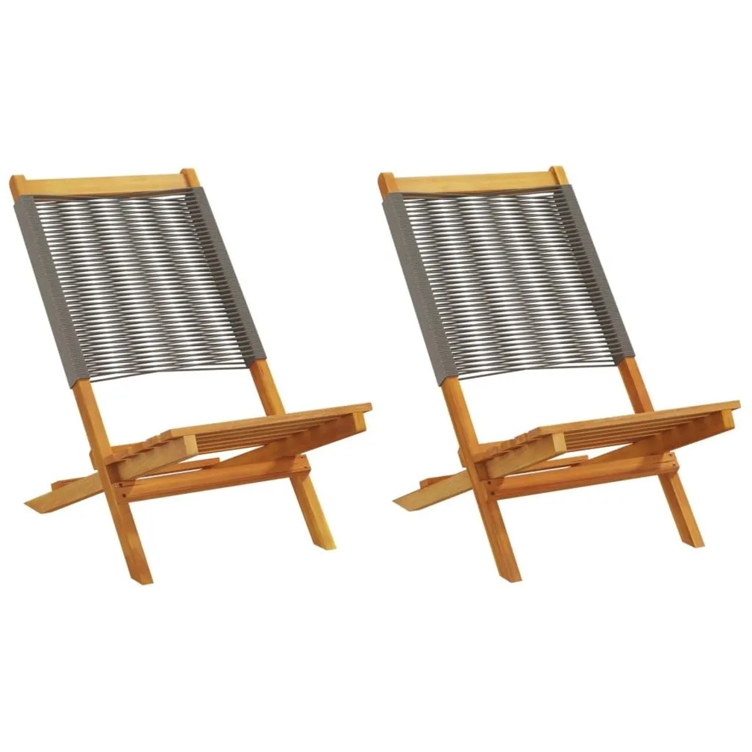 vidaXL Gartenstühle 2 Stk Grau Massivholz Akazie und Polypropylen 367688
