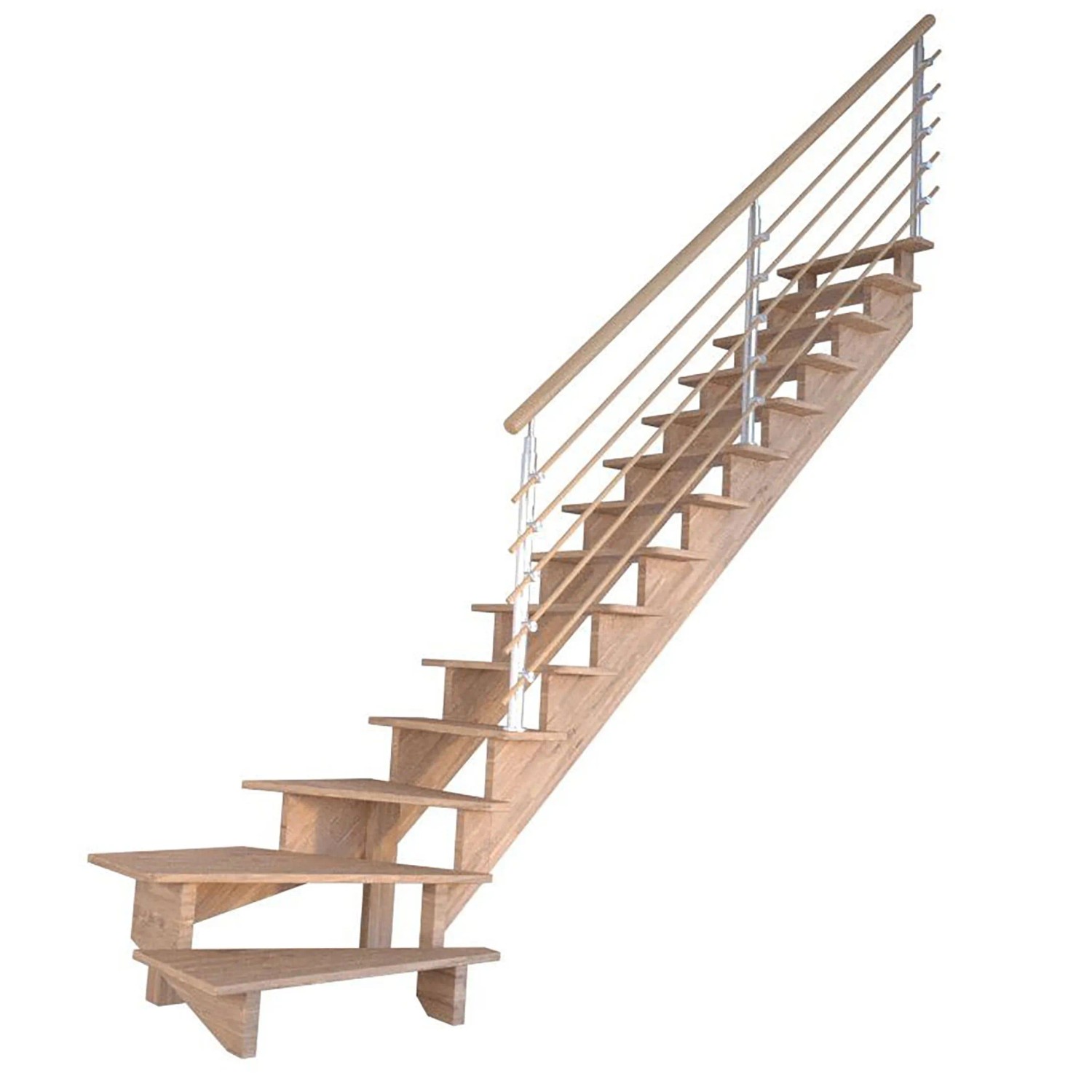 Treppe Lindos Pro Eiche Gew. R 100 cm Design-Geländer-Holzstäbe FSC® günstig online kaufen