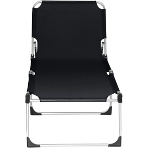 Schwarze Siena Garden Dreibeinliege Alu-XXL mit Aluminiumgestell und verstellbarem Rückenteil.