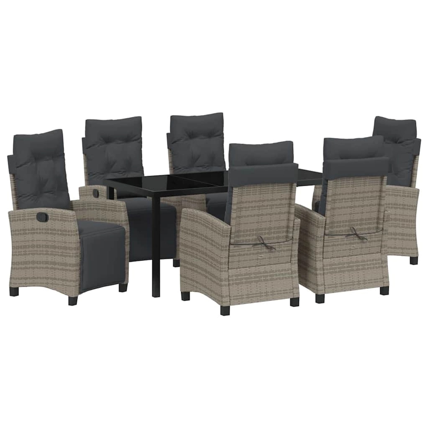 vidaXL Garten Essgruppe 7-Tlg Grau Poly Rattan 3380439 günstig online kaufen