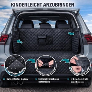 BigDean Kofferraumschutz Hund Mit Seiten Und Ladekantenschutz 600D Oxford Wasserdicht Kratzfest Für Kombi SUV Und Kleinwagen