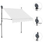 Cremefarbene, einziehbare Markise mit LED, handbetrieben, 200 cm breit. Ideal für Terrasse und Balkon.