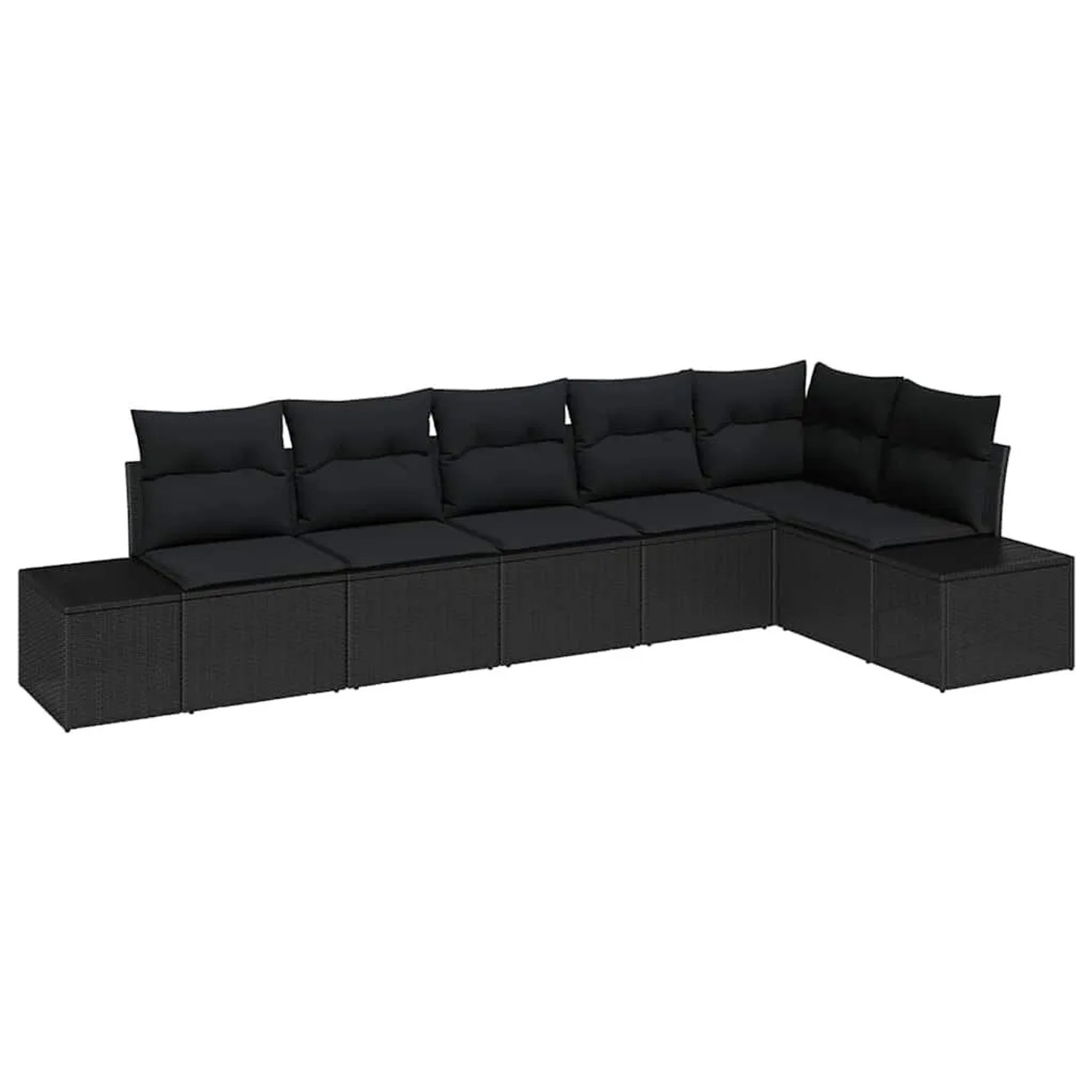 vidaXL Gartensofa-Set mit Speicher 6 Stk Schwarz Poly-Rattan 3355752