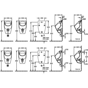 Villeroy & Boch Urinal Pisoir Zulauf ONovo von Oben mit Absaugspülung Weiß