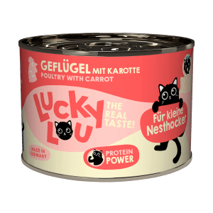 Lucky Lou Katzen-Nassfutter Kitten Geflügel, 200g Dose. Alleinfutter für Katzenwelpen.