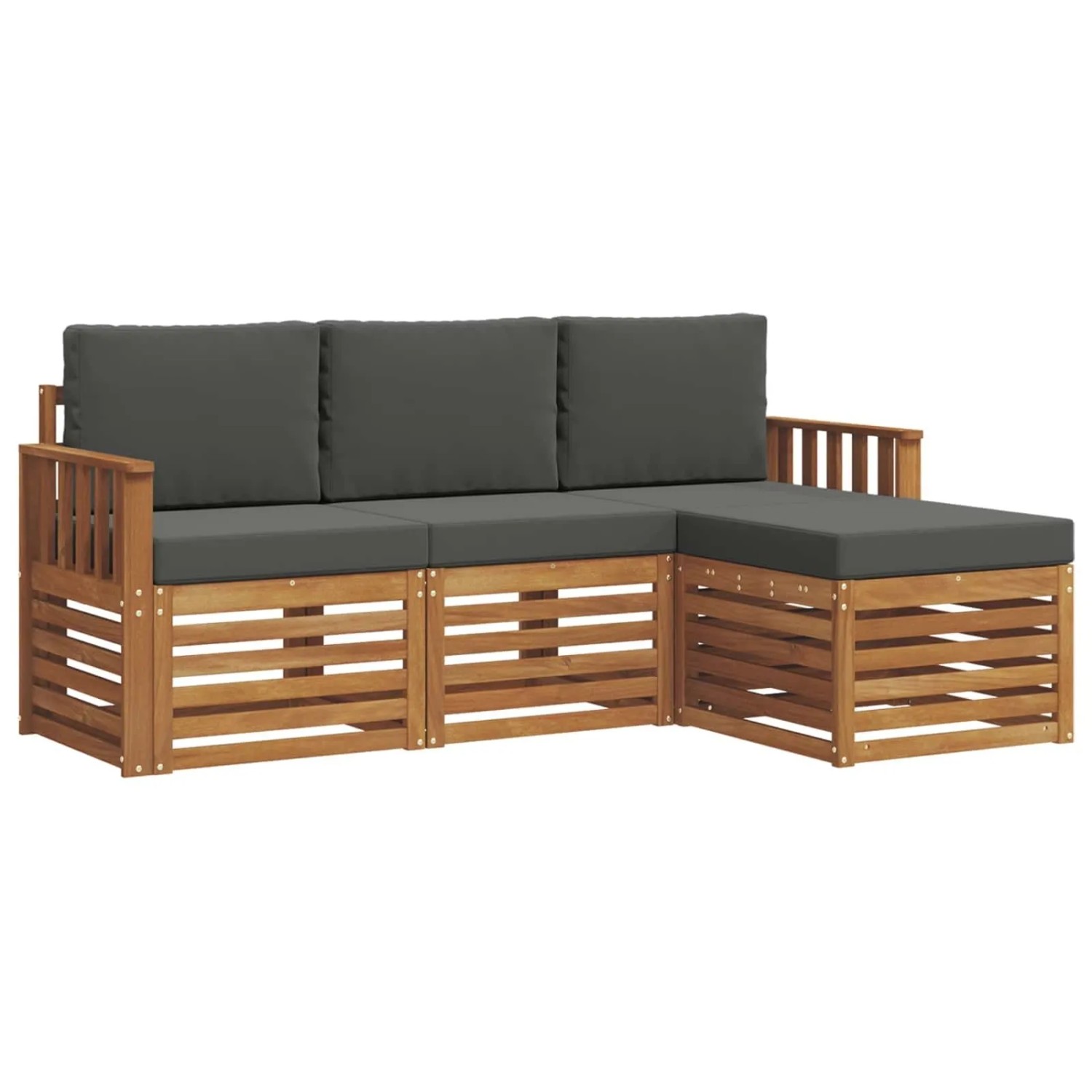 vidaXL Sofagarnituren 4 Tlg Natur und Anthrazit Massivholz Akazie 3374602