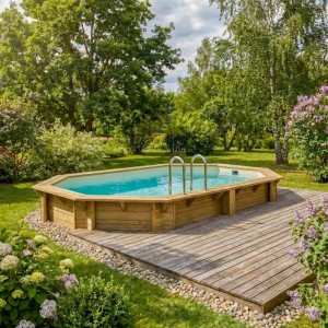 ALTANKA Holzpool Nemo 4,3x3 Höhe 1,31 m SANDFARBEN auf Rahmen ohne Betonierung BAS7303OSPU3