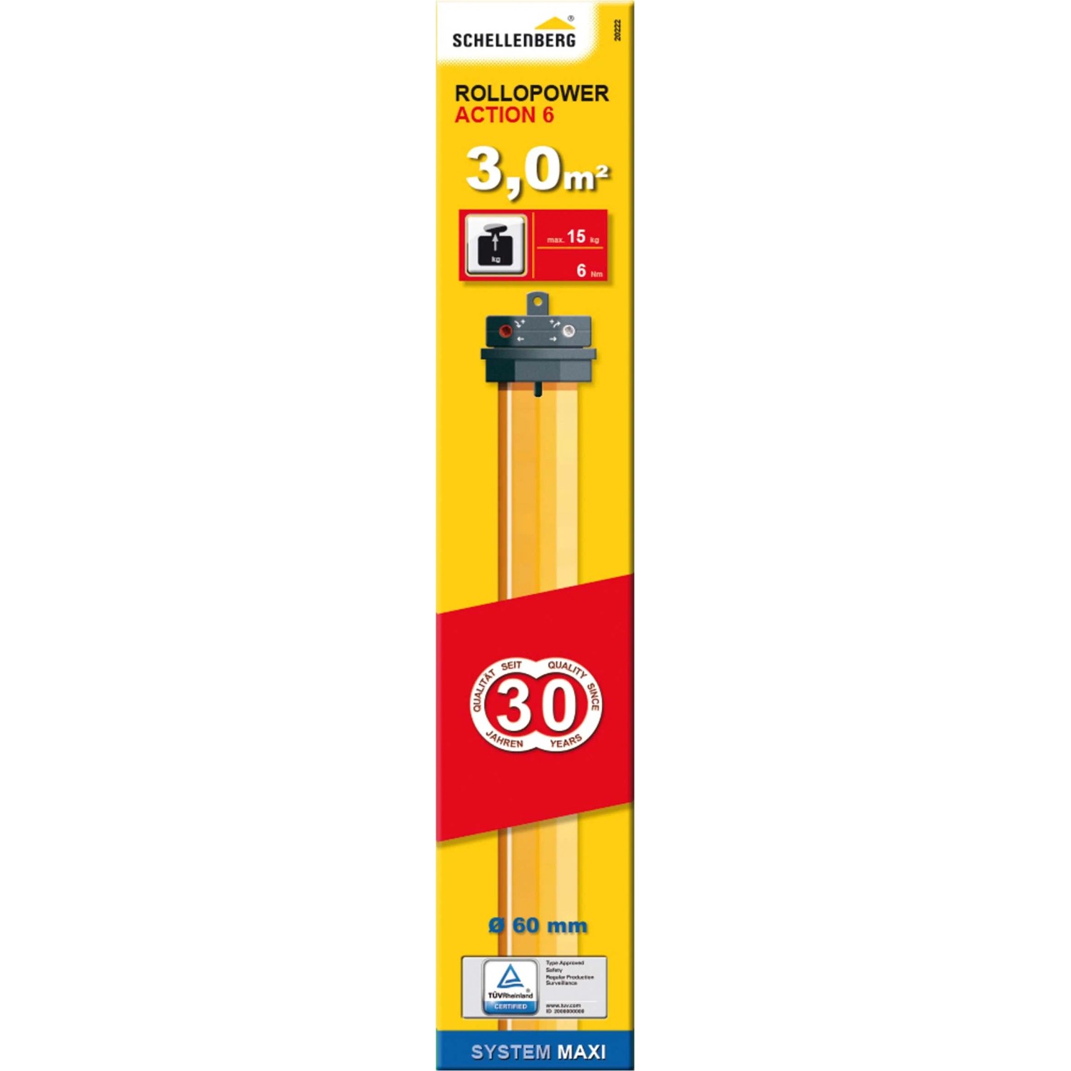 Schellenberg Rollladenmotor Action Maxi 6 Nm für Rollladen mit max. 3 m² Fläche.