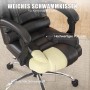 Schwarzer, ergonomischer Bürostuhl mit Liegefunktion, verstellbar, mit PU-Leder und hoher Rückenlehne.