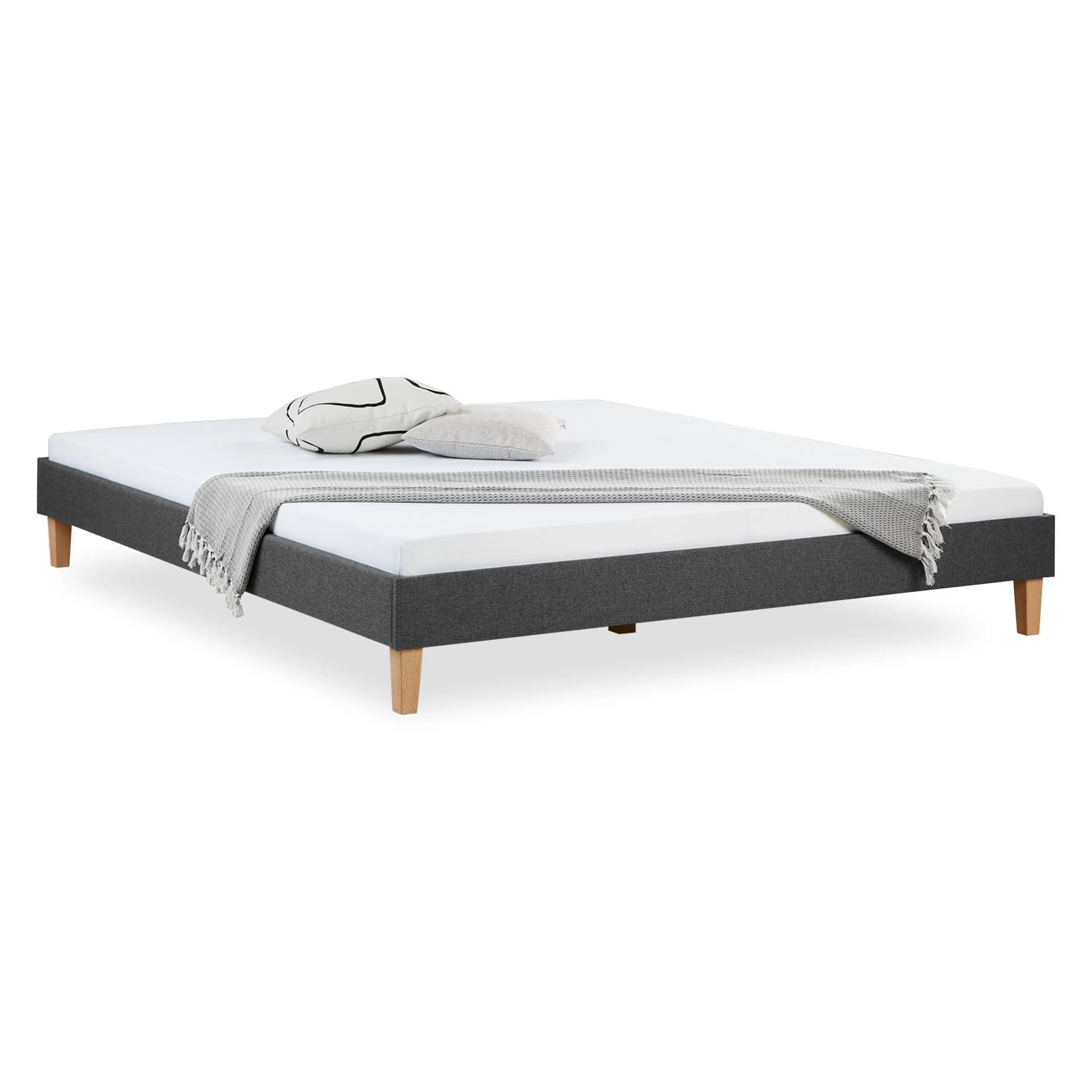 Homestyle4u Polsterbett mit Lattenrost 180x200 cm in Grau 1981