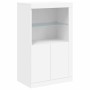 Weißer vidaXL Beistellschrank mit LED-Leuchten, Glasablage und Türen. Büroschrank aus Holzwerkstoff.