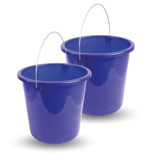 2er-Pack dunkelblaue ProHome Eimer, 10 Liter, mit Metallbügel. Reinigungseimer für Haushalt und Garten.