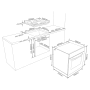 Skizze: Telefunken Einbauherd-Set ECH65A-B2 mit Maßen für Einbau, Backofen und Kochfeld.