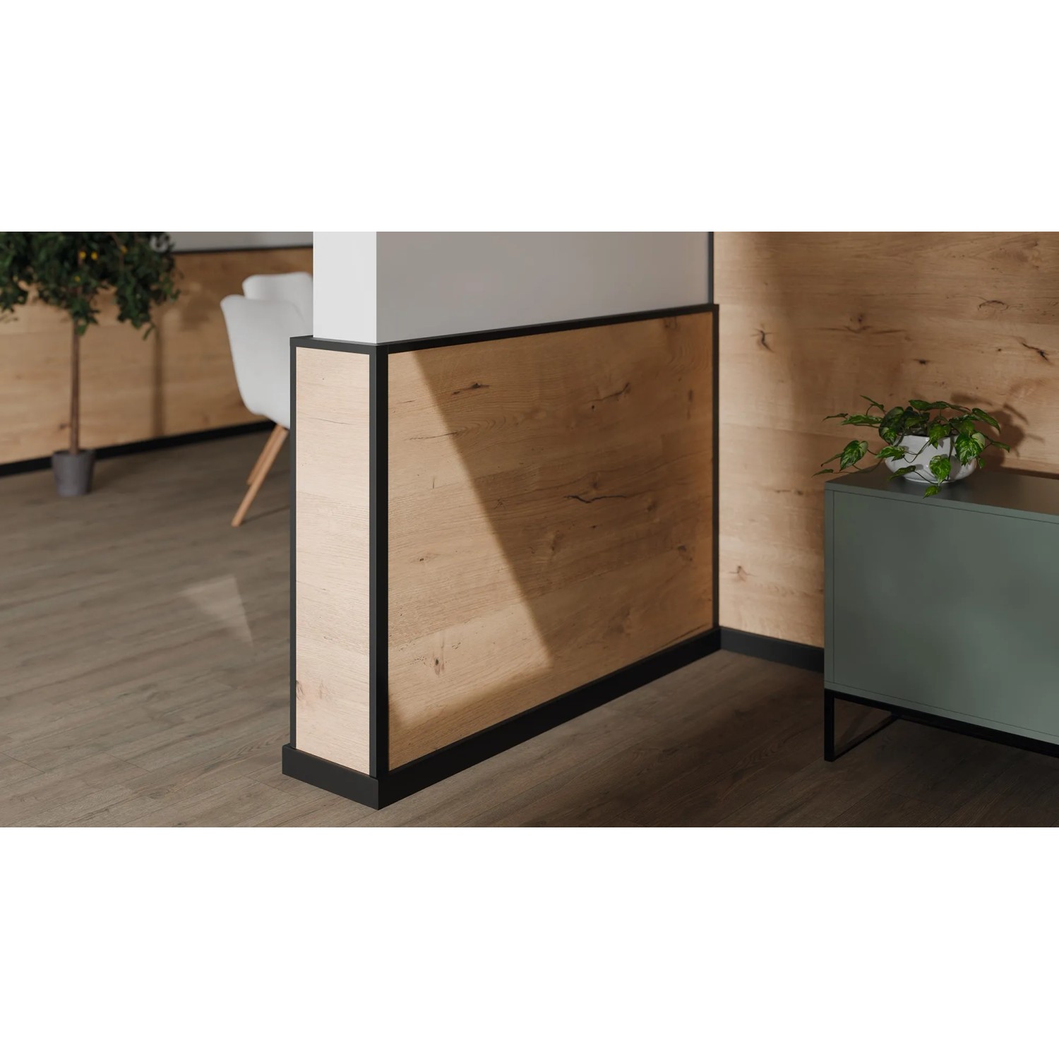 Egger Decowall Winkelleiste WL537 in Schwarz für Wandpaneele, zur Verkleidung von 90° Ecken.