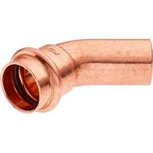 Kupfer Press-Bogen 45 Grad, Ø 22 mm, für Heizung, Sanitär und Solar.