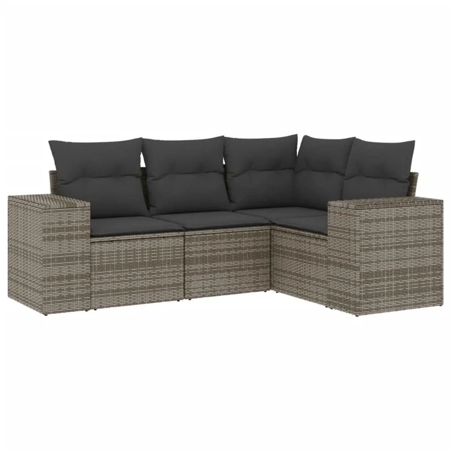 vidaXL 4-Tlg Garten-Sofagarnitur mit Kissen Grau Poly Rattan 3222509 günstig online kaufen
