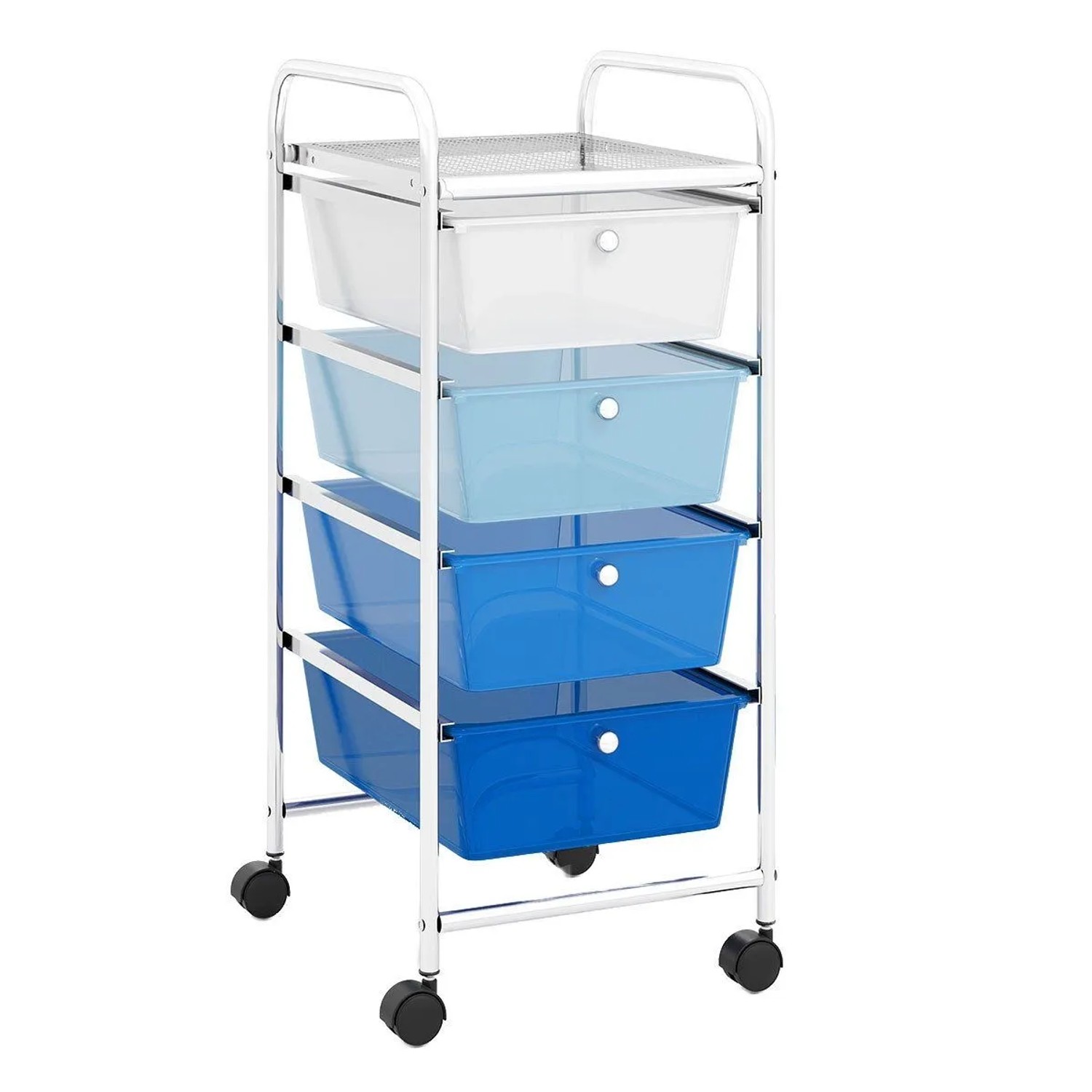 Costway Rollwagen mit 4 Stapelbaren Schubladen Badrollwagen Blau günstig online kaufen