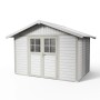 Grosfillex Kunststoff-Gartenhaus Deco H 7.5 in Graugrün mit Doppeltür.