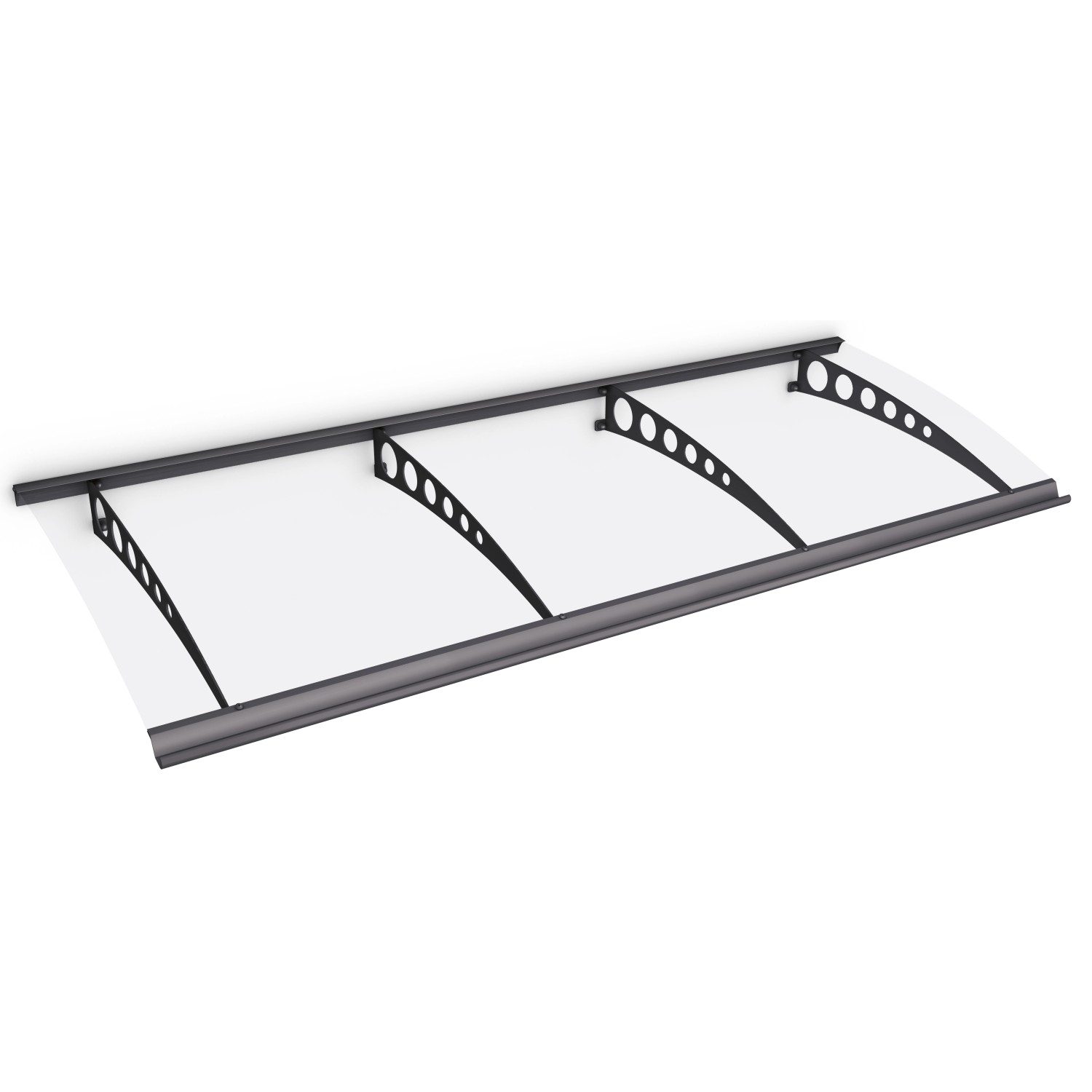 Schulte Vordach Style Plus Circle mit Alu-Regenrinne 240 x 90 cm, Anthrazit pulverbeschichte, Polycarbonat klar