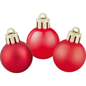 Weihnachtskugel-Set, 9 rote Kunststoffkugeln (Ø 3cm) mit matter und glänzender Oberfläche.