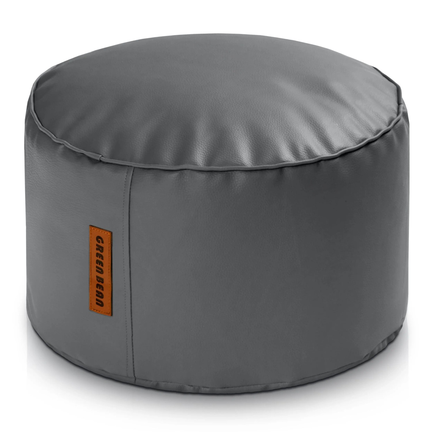 Green Bean Sitzpouf Stay 45 x 25 cm Leder mit EPS-Perlen-Füllung Fußhocker Grau