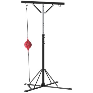 Schwarzer Boxsackständer aus Stahl mit Speedball, höhenverstellbar für Sport und Fitness.