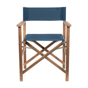 Blauer Yes Regiestuhl Noemi, 52x59 cm, aus Akazienholz für Garten und Balkon.