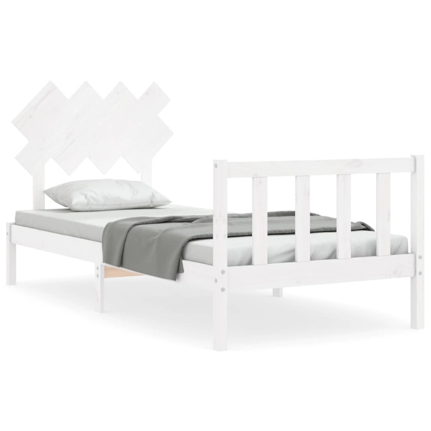vidaXL Massivholzbett mit Kopfteil Weiß 3193432 günstig online kaufen
