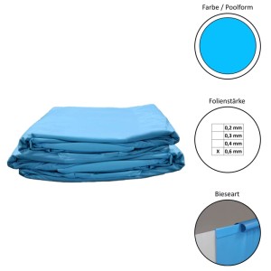 Blaue Waterman Poolfolie Ersatzfolie für Rundbecken, 360x90 cm, 0,6 mm dick.