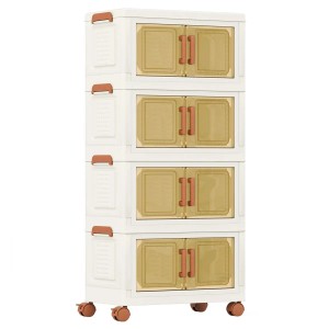 Costway Aufbewahrungsbox mit Deckel 52 L x 4 Stapelboxen Transparent