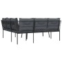 Schwarze vidaXL Garten Sofagarnitur mit Kissen, Stahl und Textilene, L-Form.