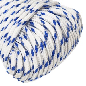 Weißes Bootsseil (3mm, 500m) aus Polypropylen, geeignet für Segelboote und Yachten.