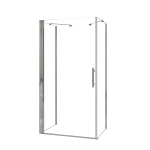AICA U-Duschkabine 90x90 cm mit Schwingtür, 6 mm Glas und Alu-Rahmen